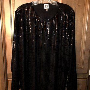 Plus Size Anne Klein "Holiday" Black Jacket Style Top